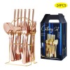 Stainless Steel Flatware 6 Sets 24 Pcs Fork, Spoon, Knife, Coffee Spoon, Set of 4 Cutlery Set With Storage Rack