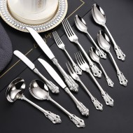 Royal Flatware Set of 13 Pcs 304 Stainless Steel Engraved Hollow Fork, Spoon, Knife, Fruit Fork, Coffee Spoon Royal Flatware Set of 13 Pcs 304 Stainless Steel Engraved Hollow Fork, Spoon, Knife, Fruit Fork, Coffee Spoon