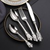 Royal Flatware Set of 13 Pcs 304 Stainless Steel Engraved Hollow Fork, Spoon, Knife, Fruit Fork, Coffee Spoon