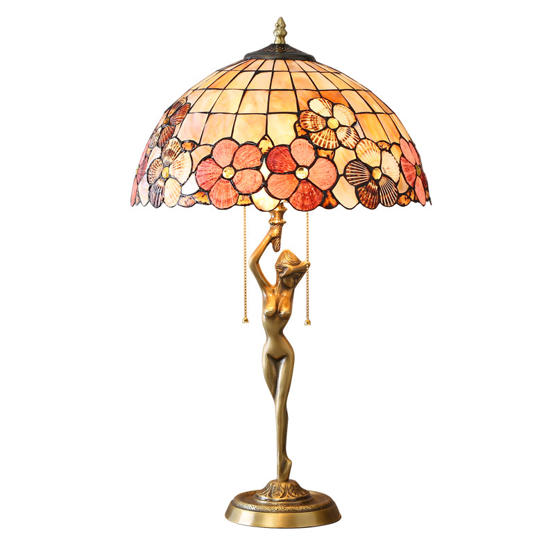 Ultra Size Solid Brass Stand Lamp Tiffany Table Lamp with Flower Decorated Shell Lamp Shade Ultra Size Solid Brass Stand Lamp Tiffany Table Lamp with Flower Decorated Shell Lamp Shade