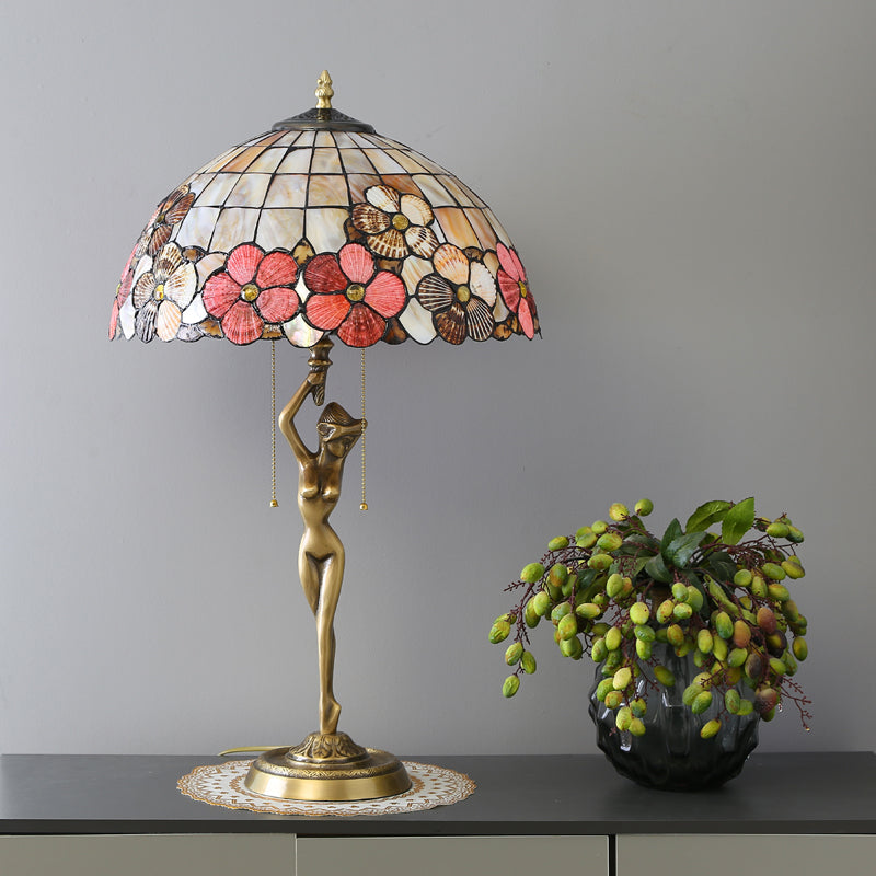 Ultra Size Solid Brass Stand Lamp Tiffany Table Lamp with Flower Decorated Shell Lamp Shade Ultra Size Solid Brass Stand Lamp Tiffany Table Lamp with Flower Decorated Shell Lamp Shade