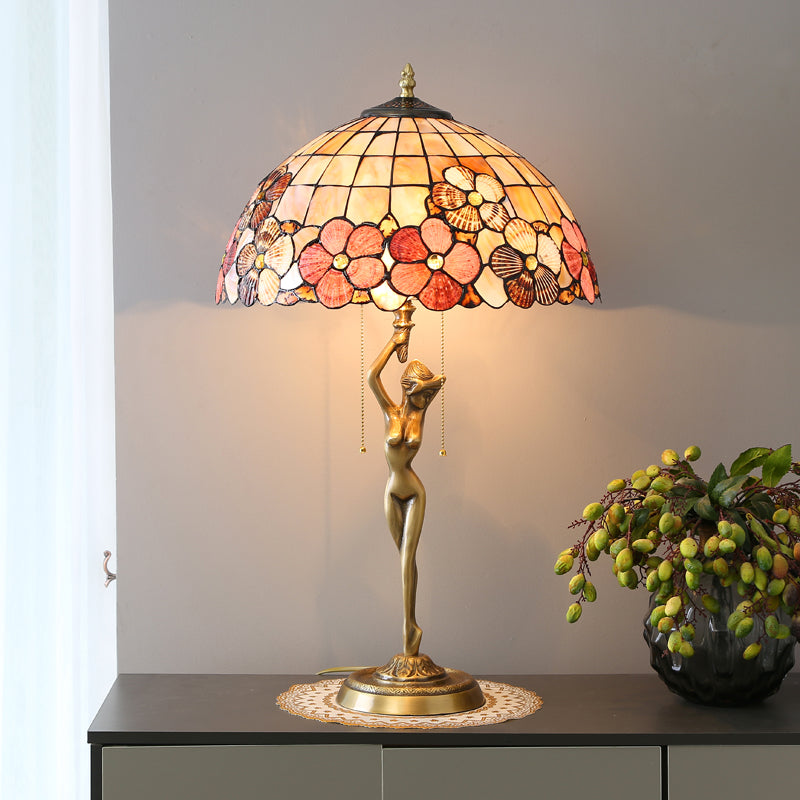 Ultra Size Solid Brass Stand Lamp Tiffany Table Lamp with Flower Decorated Shell Lamp Shade Ultra Size Solid Brass Stand Lamp Tiffany Table Lamp with Flower Decorated Shell Lamp Shade