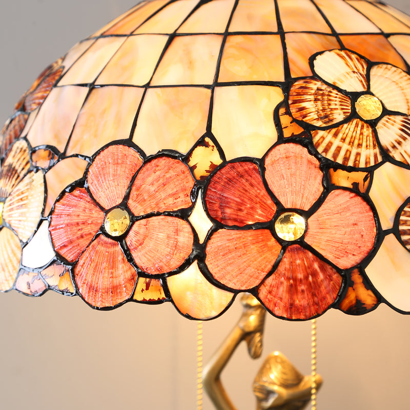 Ultra Size Solid Brass Stand Lamp Tiffany Table Lamp with Flower Decorated Shell Lamp Shade Ultra Size Solid Brass Stand Lamp Tiffany Table Lamp with Flower Decorated Shell Lamp Shade