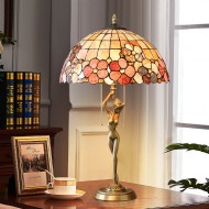 Ultra Size Solid Brass Stand Lamp Tiffany Table Lamp with Flower Decorated Shell Lamp Shade Ultra Size Solid Brass Stand Lamp Tiffany Table Lamp with Flower Decorated Shell Lamp Shade