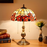 Solid Copper Base Tiffany Lamp Table Lamp with Flower Shell Shade Solid Copper Base Tiffany Lamp Table Lamp with Flower Shell Shade