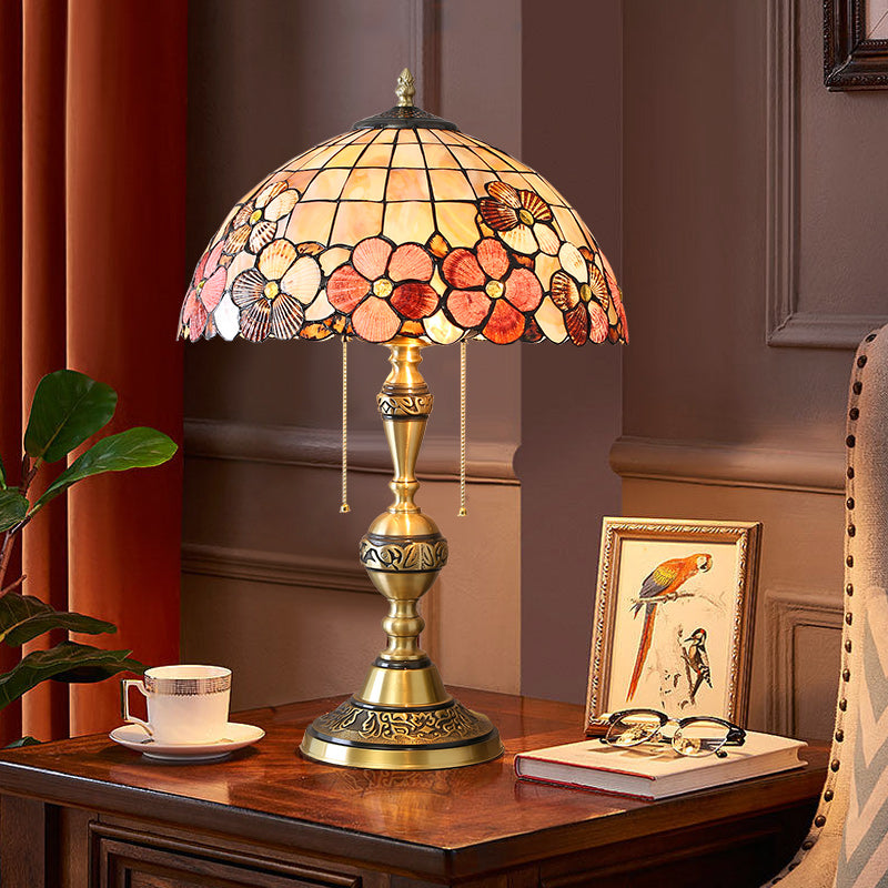 Ultra Size Solid Brass Stand Lamp Tiffany Table Lamp with Flower Decorated Shell Lamp Shade Ultra Size Solid Brass Stand Lamp Tiffany Table Lamp with Flower Decorated Shell Lamp Shade