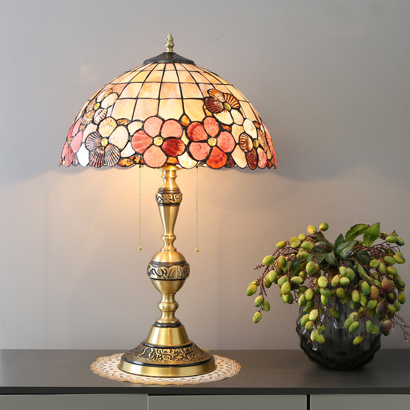 Ultra Size Solid Brass Stand Lamp Tiffany Table Lamp with Flower Decorated Shell Lamp Shade Ultra Size Solid Brass Stand Lamp Tiffany Table Lamp with Flower Decorated Shell Lamp Shade
