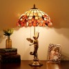 Vintage Tiffany Lamp Classical Table Lamp Phoenix and Goddess Lamp Base with Shell Lamp Shade