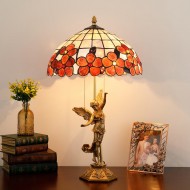 Vintage Tiffany Lamp Classical Table Lamp Phoenix and Goddess Lamp Base with Shell Lamp Shade Vintage Tiffany Lamp Classical Table Lamp Phoenix and Goddess Lamp Base with Shell Lamp Shade