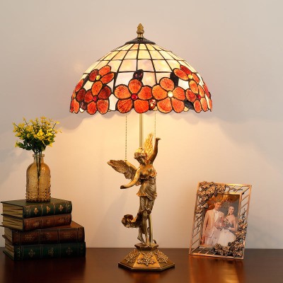 Vintage Tiffany Lamp Classical Table Lamp Phoenix and Goddess Lamp Base with Shell Lamp Shade Vintage Tiffany Lamp Classical Table Lamp Phoenix and Goddess Lamp Base with Shell Lamp Shade