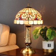 Vintage Tiffany Lamp Table Lamp for Bedroom Butterfly and Flowers Lampshade Solid Brass Vase Base Vintage Tiffany Lamp Table Lamp for Bedroom Butterfly and Flowers Lampshade Solid Brass Vase Base