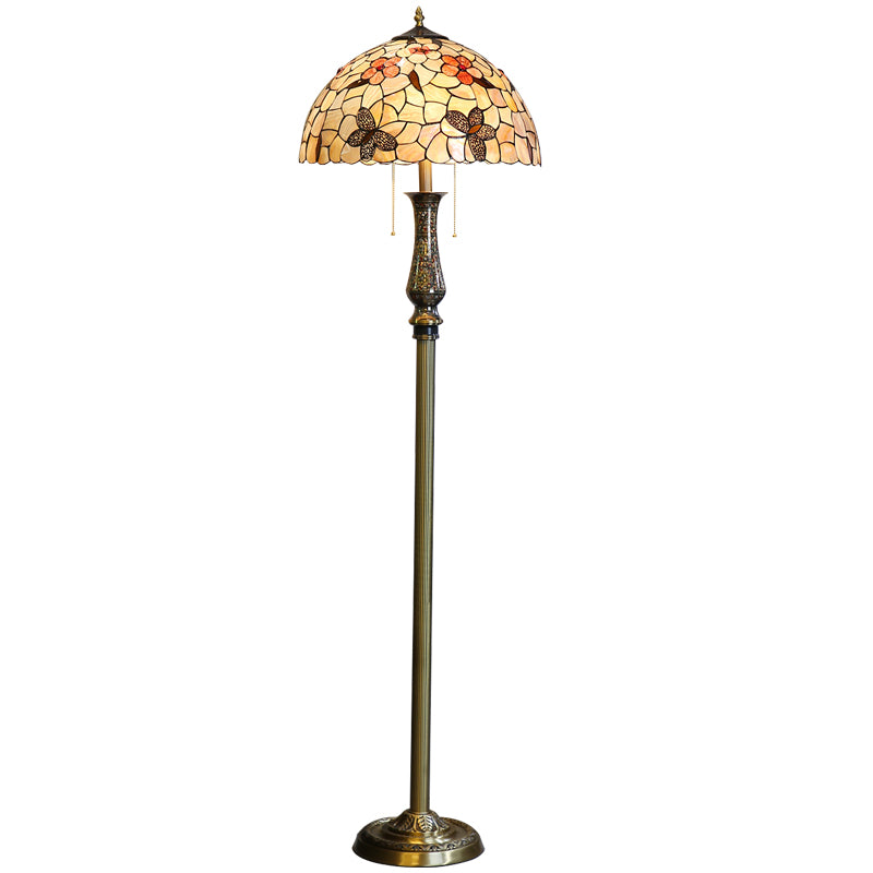 Tiffany Floor Lamp with Flower Shell Shade and Solid Brass Lamp Holder Tiffany Floor Lamp with Flower Shell Shade and Solid Brass Lamp Holder