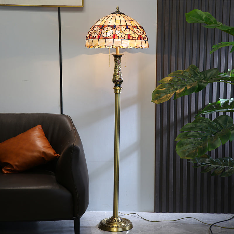 Tiffany Floor Lamp with Flower Shell Shade and Solid Brass Lamp Holder Tiffany Floor Lamp with Flower Shell Shade and Solid Brass Lamp Holder
