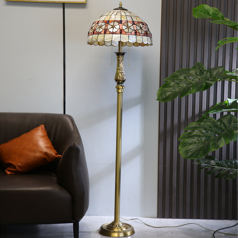 Tiffany Floor Lamp with Flower Shell Shade and Solid Brass Lamp Holder Tiffany Floor Lamp with Flower Shell Shade and Solid Brass Lamp Holder