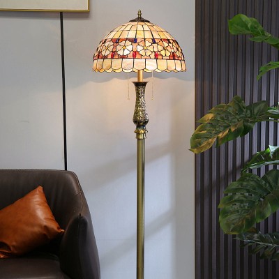 Tiffany Floor Lamp with Flower Shell Shade and Solid Brass Lamp Holder Tiffany Floor Lamp with Flower Shell Shade and Solid Brass Lamp Holder