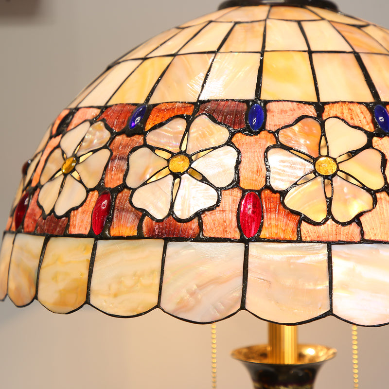 Tiffany Floor Lamp with Flower Shell Shade and Solid Brass Lamp Holder Tiffany Floor Lamp with Flower Shell Shade and Solid Brass Lamp Holder