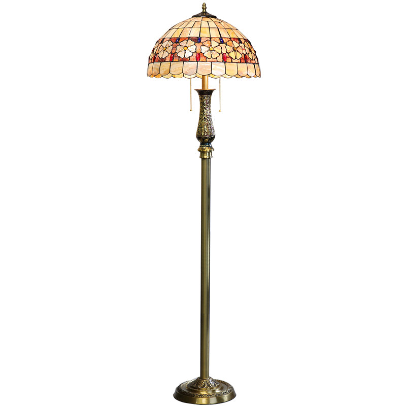 Tiffany Floor Lamp with Flower Shell Shade and Solid Brass Lamp Holder Tiffany Floor Lamp with Flower Shell Shade and Solid Brass Lamp Holder
