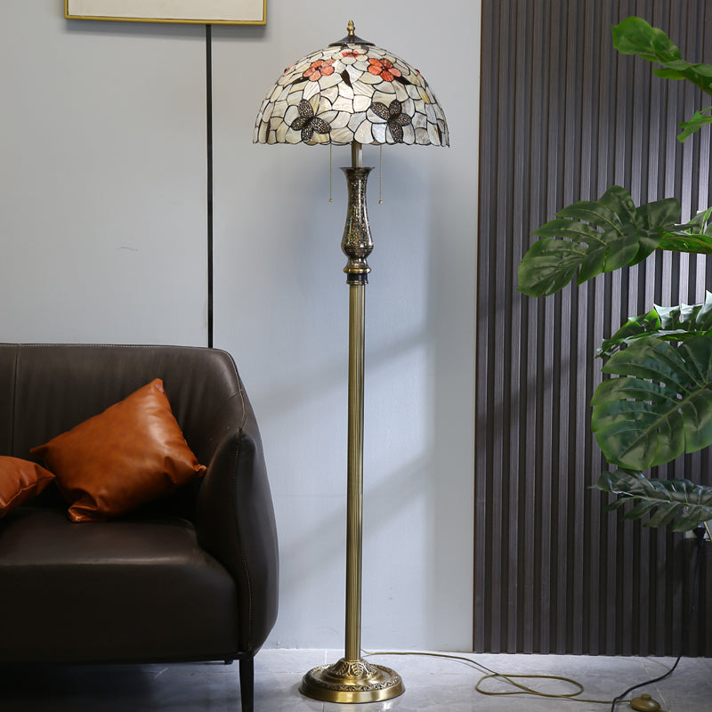Tiffany Floor Lamp with Flower Shell Shade and Solid Brass Lamp Holder Tiffany Floor Lamp with Flower Shell Shade and Solid Brass Lamp Holder