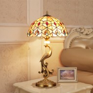 Vintage Tiffany Lamp Classical Table Lamp Phoenix and Goddess Lamp Base with Shell Lamp Shade Vintage Tiffany Lamp Classical Table Lamp Phoenix and Goddess Lamp Base with Shell Lamp Shade