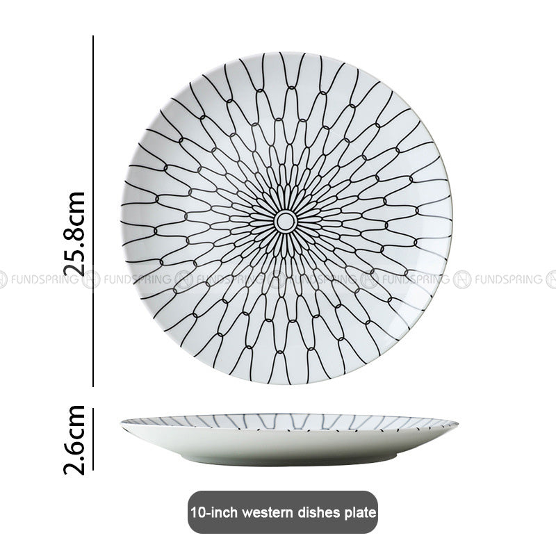 Contemporary Monochrome Ceramic Dinner Plates - Set of 2 (8" and 10") Contemporary Monochrome Ceramic Dinner Plates - Set of 2 (8" and 10")