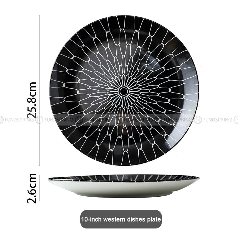 Contemporary Monochrome Ceramic Dinner Plates - Set of 2 (8" and 10") Contemporary Monochrome Ceramic Dinner Plates - Set of 2 (8" and 10")