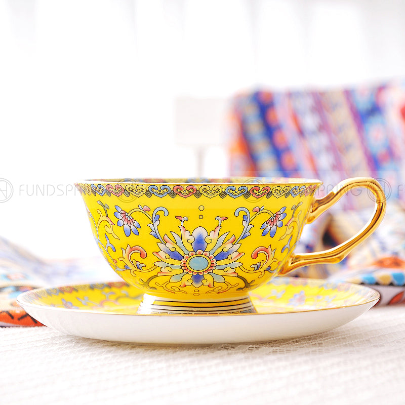 Traditional Chinese Enamel Tea Cup with Saucer Bone China Coffee Cup Set Traditional Chinese Enamel Tea Cup with Saucer Bone China Coffee Cup Set