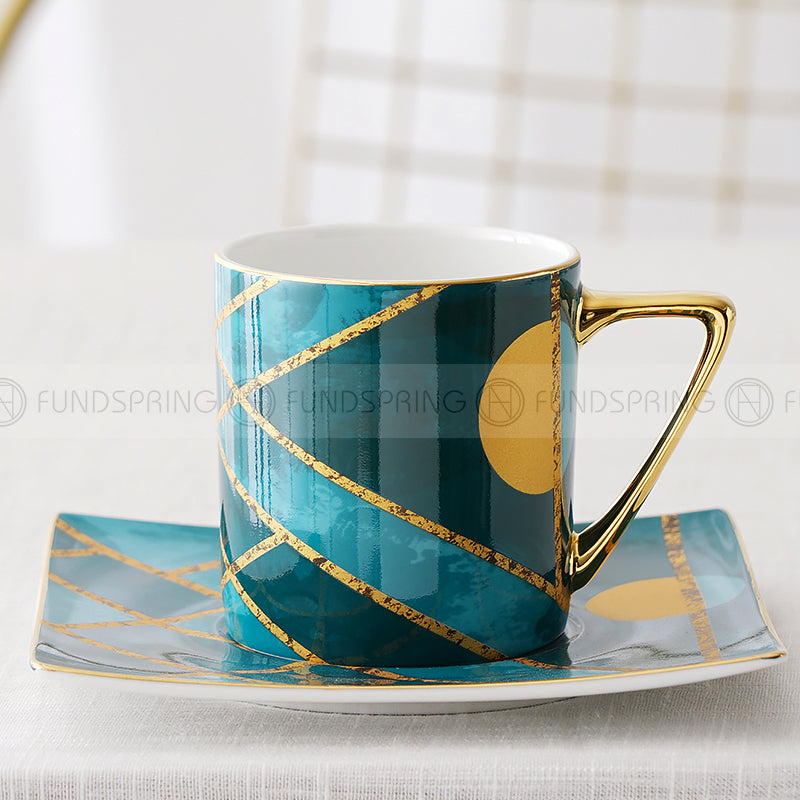 European Luxury Bone China Coffee Cup and Saucer Set - Exquisite Ceramic Tea Cup