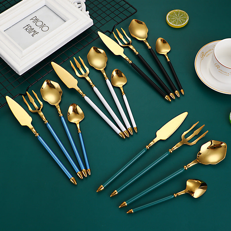304 Stainless Steel Knife Fork Spoon Flatware Set Sea King Plated Cutlery Steak Fork Coffee Spoon 304 Stainless Steel Knife Fork Spoon Flatware Set Sea King Plated Cutlery Steak Fork Coffee Spoon