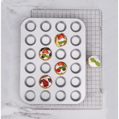 Premium Nonstick Coated Silver 24-Cup Muffin Baking Pan Premium Nonstick Coated Silver 24-Cup Muffin Baking Pan