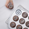 Blue Silver 12-Cup Cake and Donut Baking Mold Blue Silver 12-Cup Cake and Donut Baking Mold