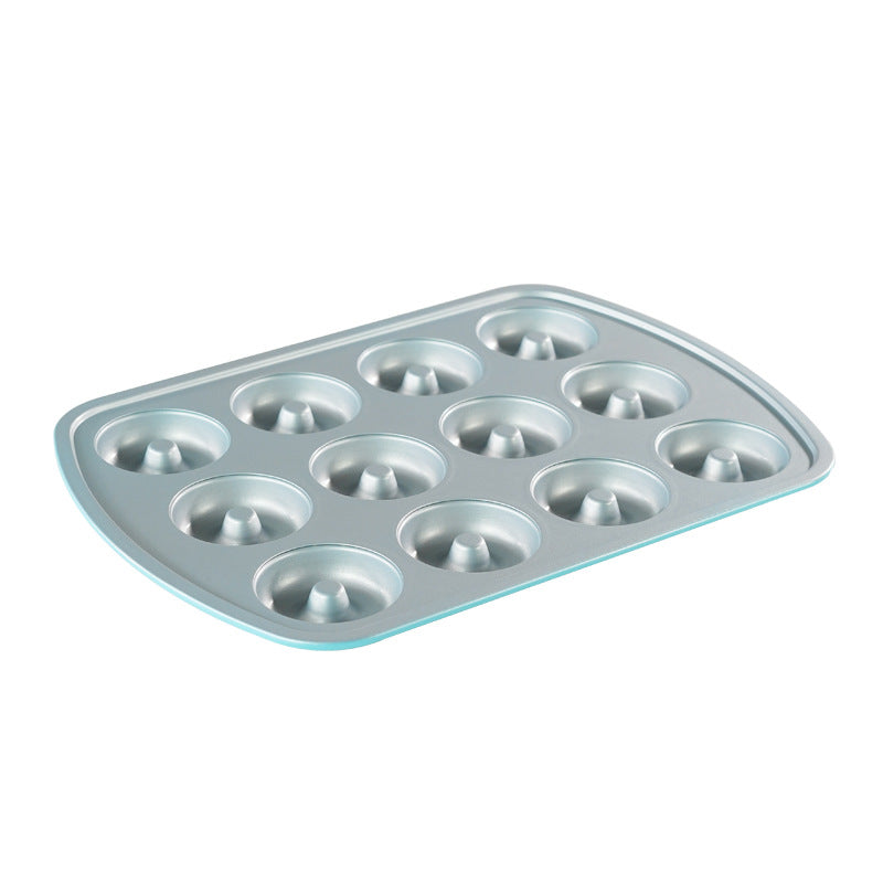 Blue Silver 12-Cup Cake and Donut Baking Mold Blue Silver 12-Cup Cake and Donut Baking Mold