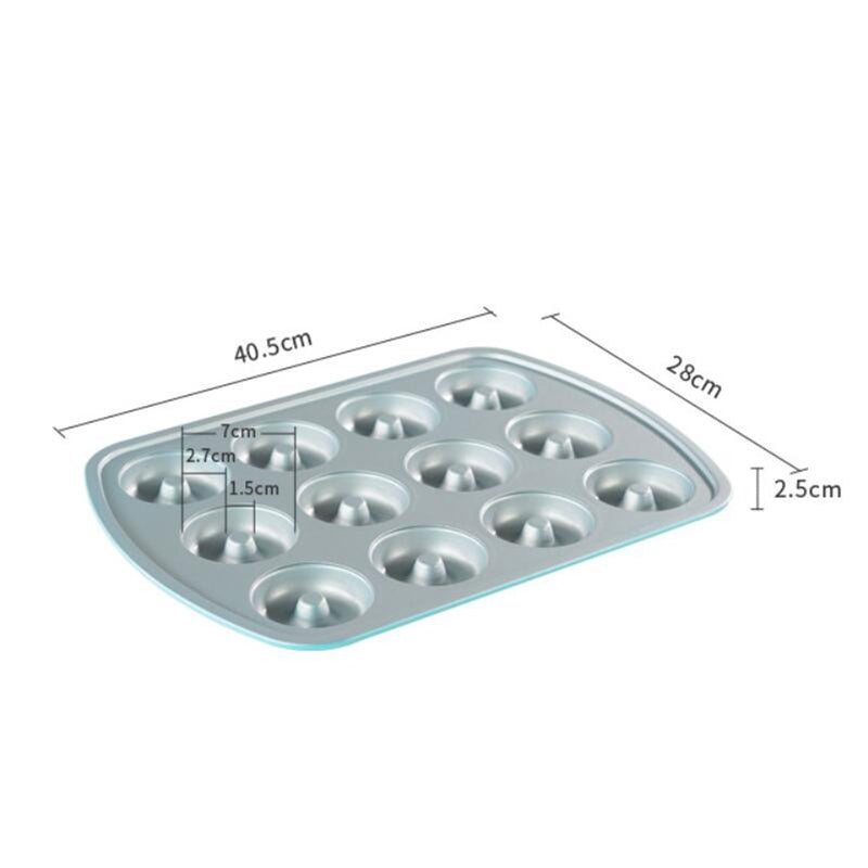 Blue Silver 12-Cup Cake and Donut Baking Mold Blue Silver 12-Cup Cake and Donut Baking Mold