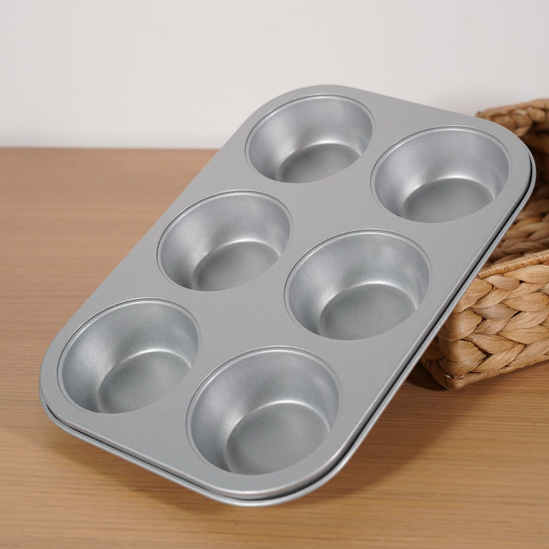 Silver Non-Stick 6-Cup Muffin and Cake Baking Pan Silver Non-Stick 6-Cup Muffin and Cake Baking Pan