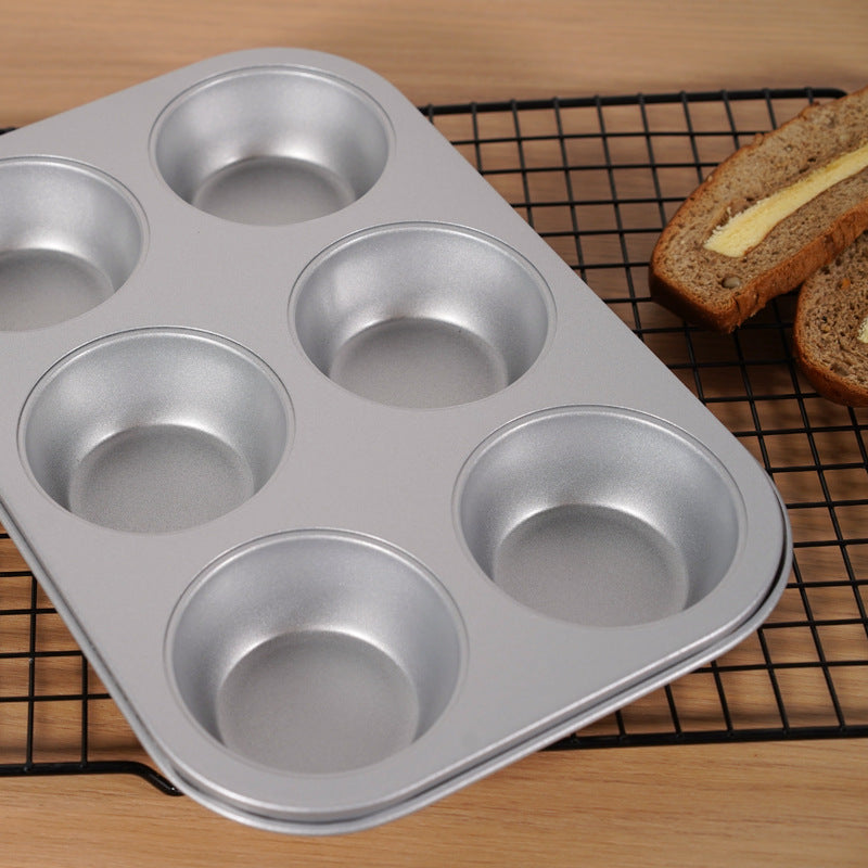 Silver Non-Stick 6-Cup Muffin and Cake Baking Pan Silver Non-Stick 6-Cup Muffin and Cake Baking Pan