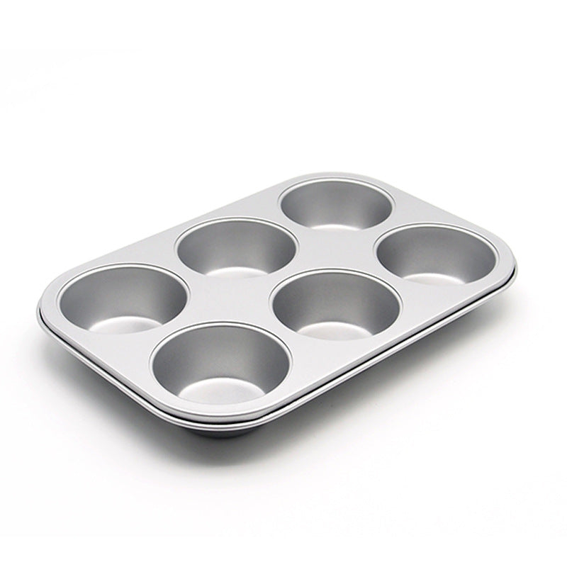 Silver Non-Stick 6-Cup Muffin and Cake Baking Pan Silver Non-Stick 6-Cup Muffin and Cake Baking Pan