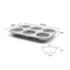Silver Non-Stick 6-Cup Muffin and Cake Baking Pan Silver Non-Stick 6-Cup Muffin and Cake Baking Pan