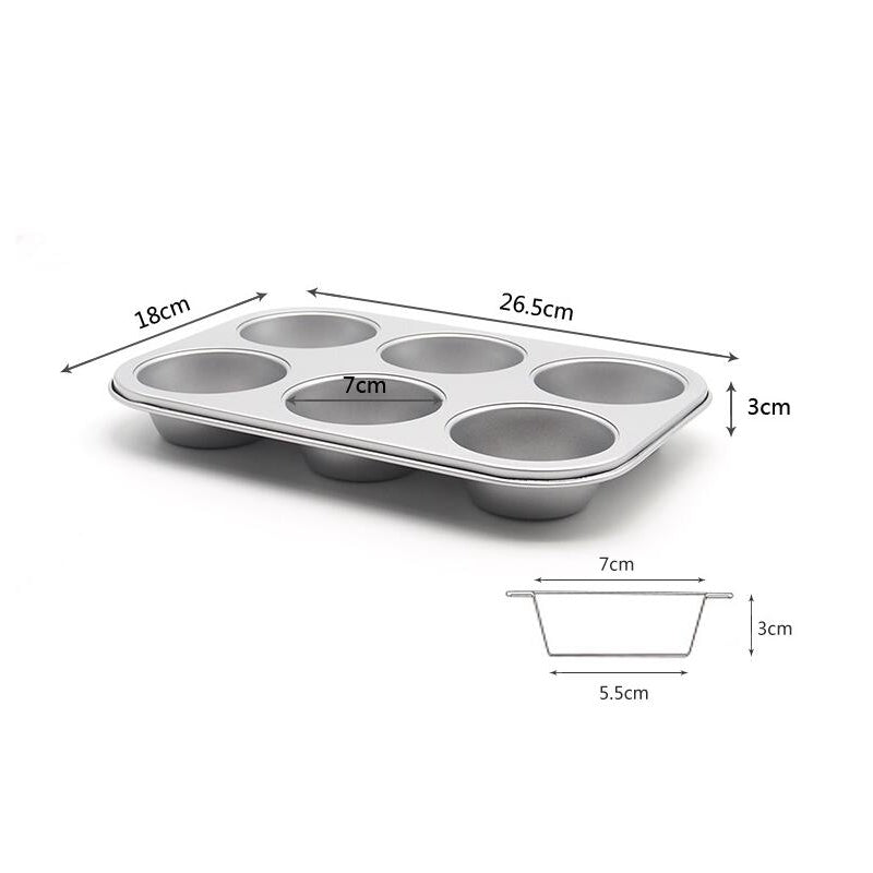 Silver Non-Stick 6-Cup Muffin and Cake Baking Pan Silver Non-Stick 6-Cup Muffin and Cake Baking Pan