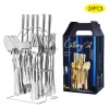Stainless Steel Flatware 6 Sets 24 Pcs Fork, Spoon, Knife, Coffee Spoon, Set of 4 Cutlery Set With Storage Rack
