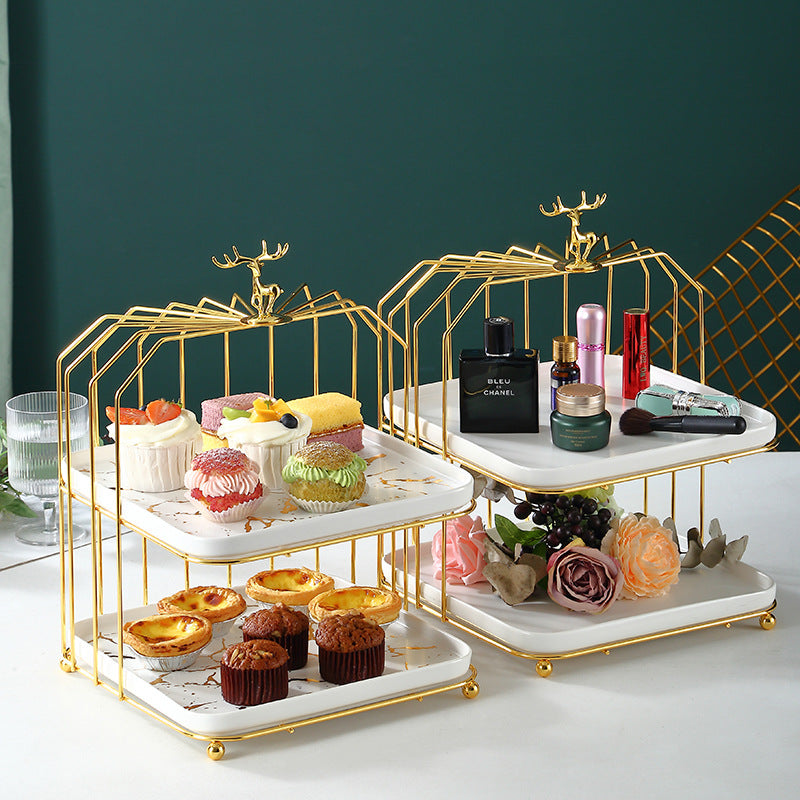 Restaurant Afternoon Tea Snack Candy Display Stand: Ceramic Snack Tray Dessert Storage Rack