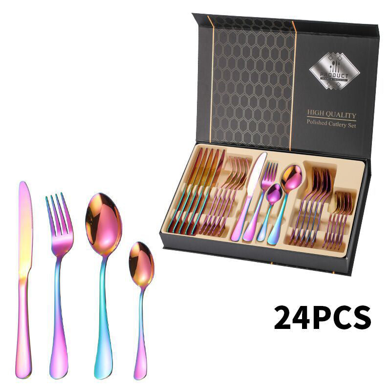 Stainless Steel Cutlery Set 24 Pcs Dinner and Steak Fork, Knife, Spoon Gift Packing Stainless Steel Cutlery Set 24 Pcs Dinner and Steak Fork, Knife, Spoon Gift Packing