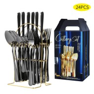 Stainless Steel Flatware 6 Sets 24 Pcs Fork, Spoon, Knife, Coffee Spoon, Set of 4 Cutlery Set With Storage Rack Stainless Steel Flatware 6 Sets 24 Pcs Fork, Spoon, Knife, Coffee Spoon, Set of 4 Cutlery Set With Storage Rack