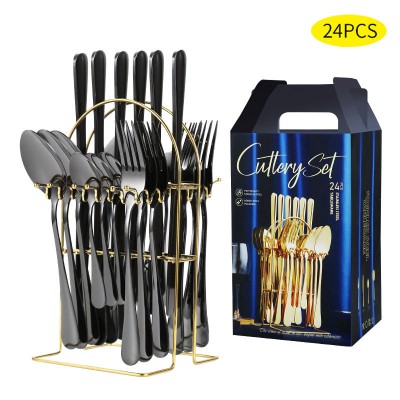 Stainless Steel Flatware 6 Sets 24 Pcs Fork, Spoon, Knife, Coffee Spoon, Set of 4 Cutlery Set With Storage Rack Stainless Steel Flatware 6 Sets 24 Pcs Fork, Spoon, Knife, Coffee Spoon, Set of 4 Cutlery Set With Storage Rack