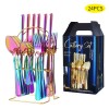 Stainless Steel Flatware 6 Sets 24 Pcs Fork, Spoon, Knife, Coffee Spoon, Set of 4 Cutlery Set With Storage Rack