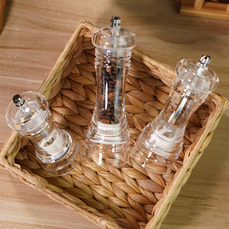 Transparent Acrylic Manual Pepper Grinder Condiment Bottle Transparent Acrylic Manual Pepper Grinder Condiment Bottle