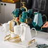 Ceramic Drinking Set with Tray, Coffee Cups with Gold Accents, Elegant Living Room Addition Ceramic Drinking Set with Tray, Coffee Cups with Gold Accents, Elegant Living Room Addition