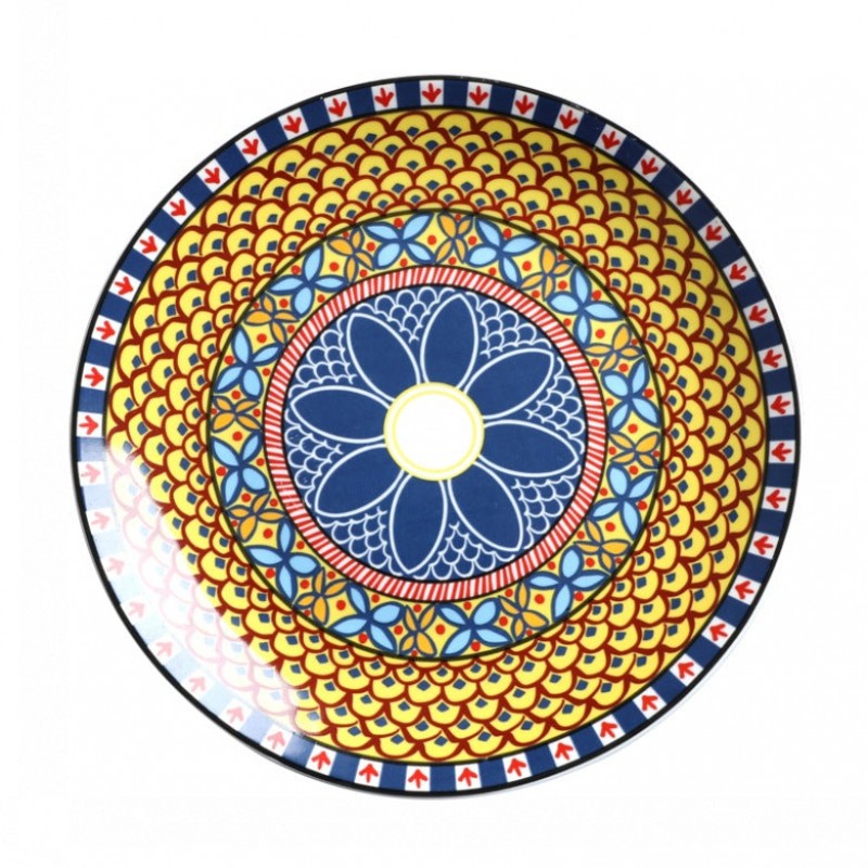 Ceramic Bohemian Dinnerware Set Creative Pattern Shallow Dinner Plate Ceramic Bohemian Dinnerware Set Creative Pattern Shallow Dinner Plate
