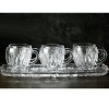 Glassy Comfort Deluxe: Heat-Resistant Glass Mugs with Handles, Includes Stylish Glass Tray and Rack