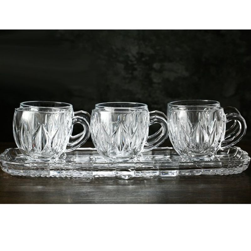 Glassy Comfort Deluxe: Heat-Resistant Glass Mugs with Handles, Includes Stylish Glass Tray and Rack Glassy Comfort Deluxe: Heat-Resistant Glass Mugs with Handles, Includes Stylish Glass Tray and Rack