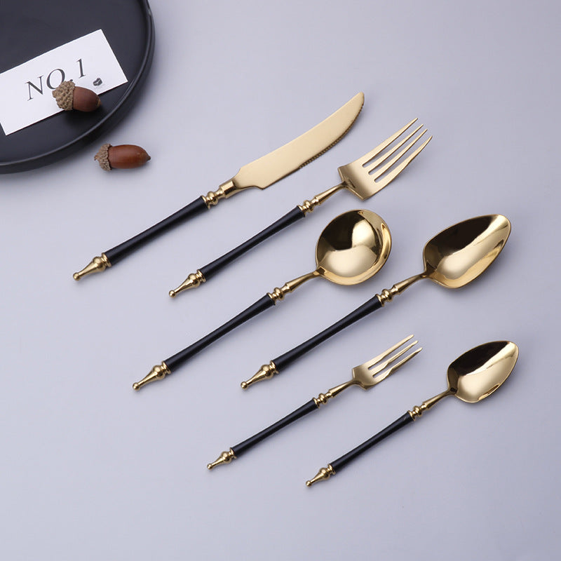 304 Stainless Steel Cutlery Set Steak Fork, Knife, Spoon, Ceramic column handle Retro Euro Design Flatware 304 Stainless Steel Cutlery Set Steak Fork, Knife, Spoon, Ceramic column handle Retro Euro Design Flatware