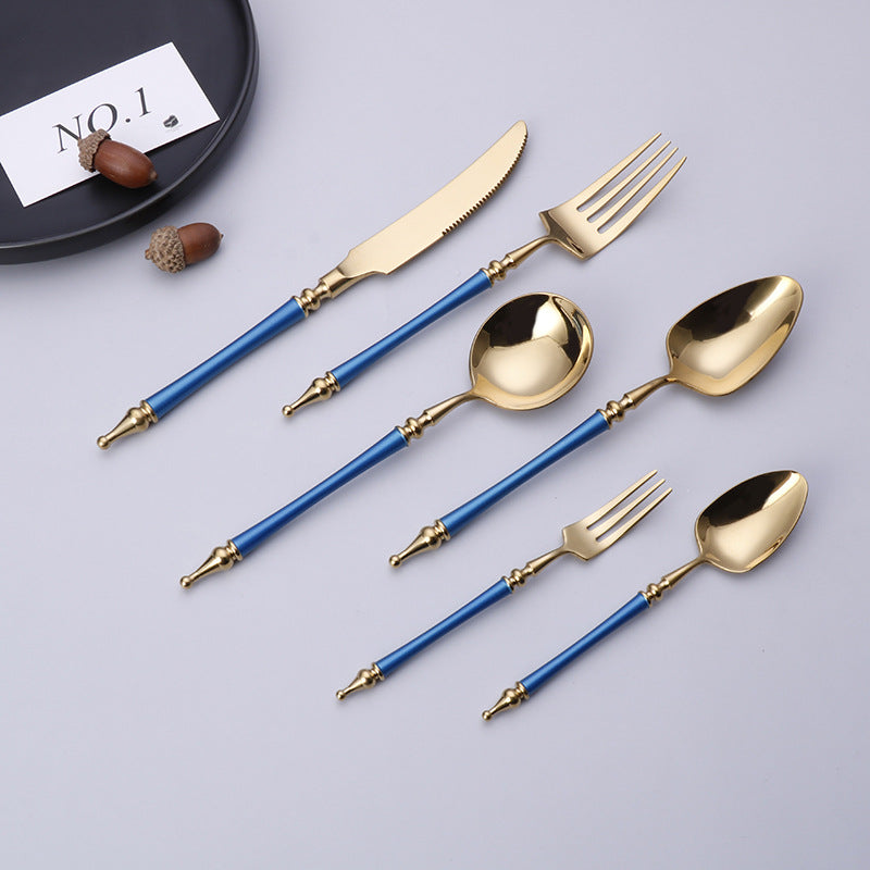 304 Stainless Steel Cutlery Set Steak Fork, Knife, Spoon, Ceramic column handle Retro Euro Design Flatware 304 Stainless Steel Cutlery Set Steak Fork, Knife, Spoon, Ceramic column handle Retro Euro Design Flatware